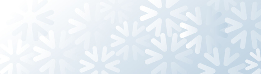 Abstract white snowflake pattern on blue background. Minimal clean modern banner. Illustration vector