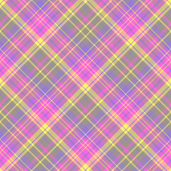 Seamless pattern in unique gray, pink, violet, yellow colors for plaid, fabric, textile, clothes, tablecloth and other things. Vector image. 2