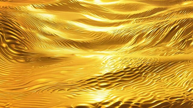 beautiful abstract wave background with molten gold texture effect, yellow and orange colour rendered in 3d