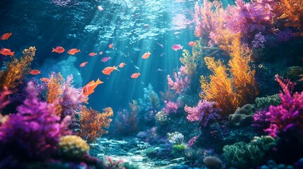 Vibrant Underwater Coral Reef Teeming with Harmonious Marine Life