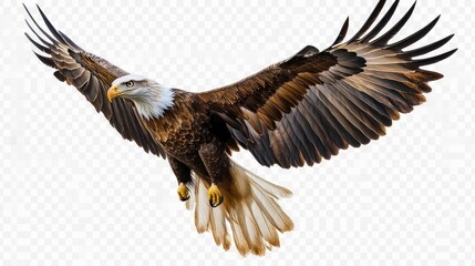 Fototapeta premium Eagle fly full body isolate on transparency background PNG