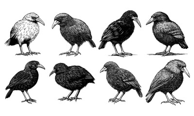 Set of bird silhouettes, Vector illustration