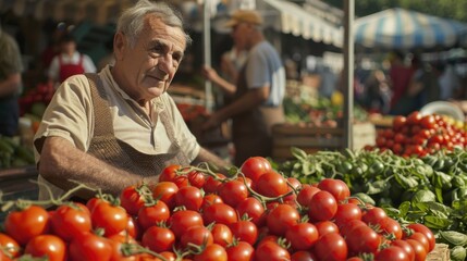 Fototapeta premium Modern italian farmer at the country fair