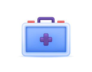 illustration of first aid box or medical box. items for storing medicines and first aid. equipment and health. symbol or icon. minimalist 3d style design. elements
