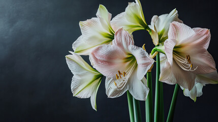 A bouquet of delicate amaryllis flowers
