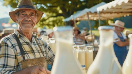 French milk farmers at the country fair