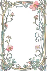 Vintage retro background frame for card design and romantic invitations in Art Nouveau style new beautiful stock image illustration AI