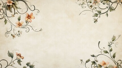 Obraz premium Vintage retro background frame for card design and romantic invitations in Art Nouveau style new beautiful stock image illustration AI