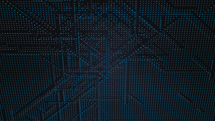 Abstract digital binary code flowing on dark background. Network connection structure. High information technology. Digital sci-fi background. Vector illustration.