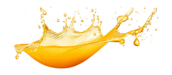 Orange juice splash isolated on transparent background.