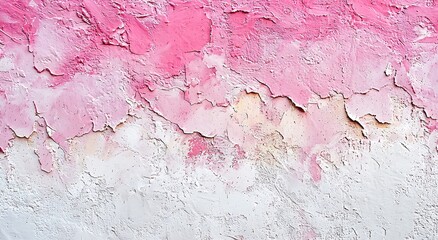 Obraz premium Textured Pink and White Abstract Wall Surface with Peeling Paint