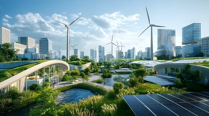 Futuristic Renewable Energy Park with Advanced Eco-Friendly Technology