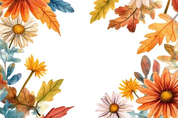 A vibrant arrangement of autumn leaves and flowers, perfect for seasonal designs and nature-inspired projects.