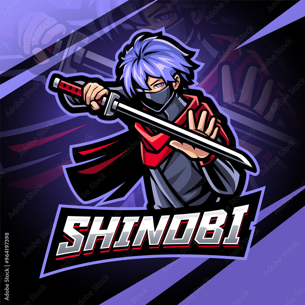 Wall mural shinobi esport mascot logo design