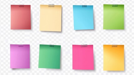 Fototapeta premium set of colorful sticky note on isolate transparency background, PNG