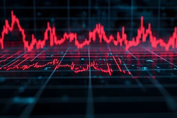 Fototapeta premium Red Stock Market Chart, Financial Data, Fluctuation, Market Trend, Investment