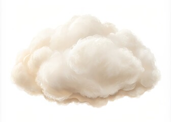 Fleecy white cloud formation with rounded shape and soft flat base, light beige shading, subtle wispy edges, PNG transparent background.