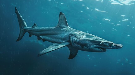 Fototapeta premium A shark submerges under an aquatic vehicle.