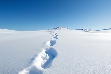 Lonely Footsteps in a Vast Snowy Landscape