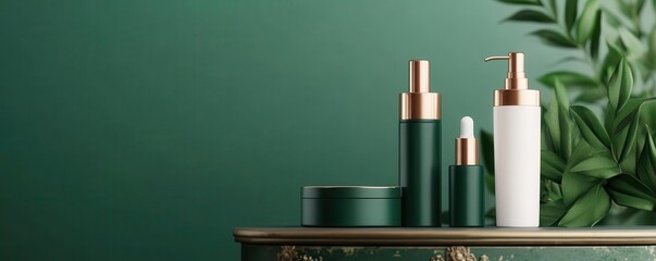 Vintagestyle skincare set on an antique vanity, showcasing timeless beauty rituals
