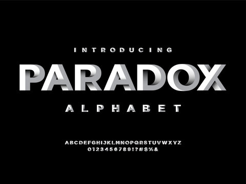 Vector of modern abstract alphabet design with uppercase, numbers and symbols