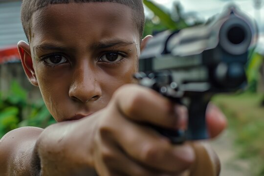 A young guy with a gun