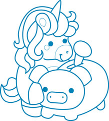 Printable outline Unicorn templates for coloring children's book