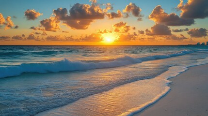Obraz premium Sunrise over beach in Cancun