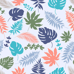 Tropical Foliage Jungle Pattern Philodendron Leaves Forest Vector 