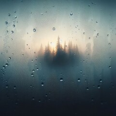 Obraz premium frosted glass, clear water droplets on it,