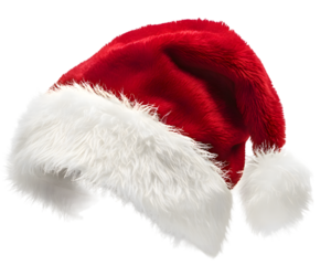 Realistic Red Christmas Santa Claus hat  isolated on transparent background
