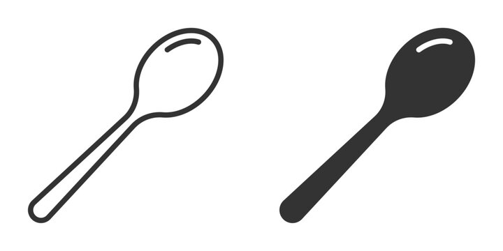 Minimalist vector illustration of a spoon in outline and filled styles, perfect for kitchen or food-related designs.
