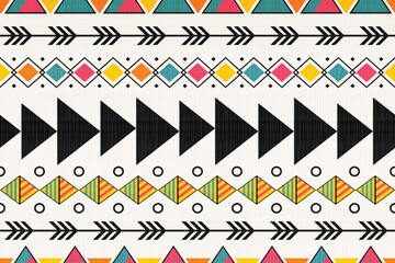 Obraz premium Navajo tribal vector seamless pattern. Native American ornament. Ethnic South Western decor style. Boho geometric ornament. Vector seamless pattern. Mexican blanket, rug. Woven carpet illustration