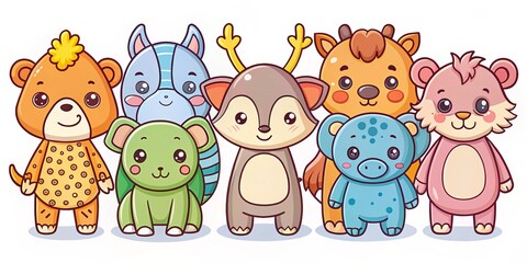 Fototapeta premium set of funny cartoon animals