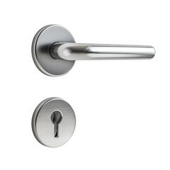 Silver door handle with round keyhole, cut out