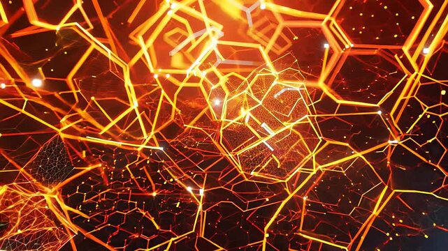 Abstract geometric background. with hexagons., abstract image of lines and dots that appears to be a computer generated design. image has a futuristic, technological feel to it, with the lines