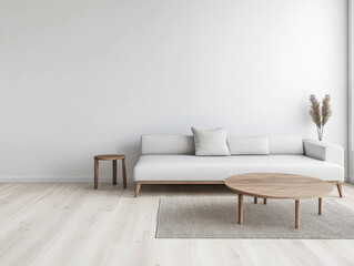 Living room in a luxury Mediterranean villa next to the sea with minimalist decor and coastal furniture. Luxury Real Estate homes interior design.