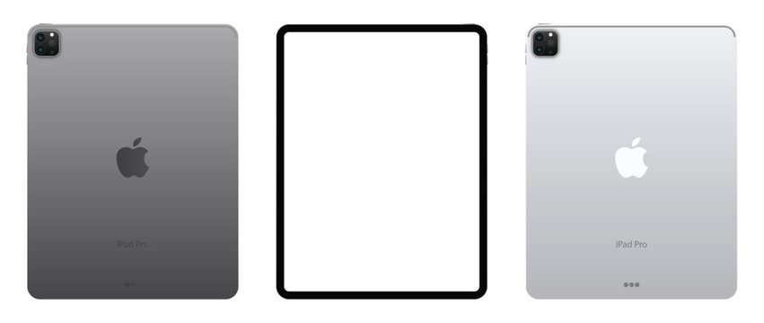 Apple iPad. Ipad Mini, Air, Pro 2024. Screen ipad front, back side ipad Collection of realistic tablets. device mockup. Electronics industry concept. Editorial vector illustration