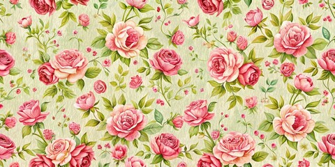 whimsical floral rose pattern scrapbooking design paper