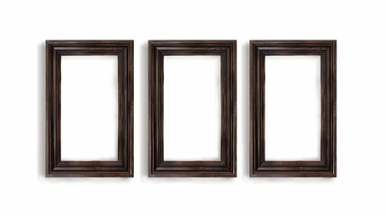 Set of wooden frames isolated on white background
