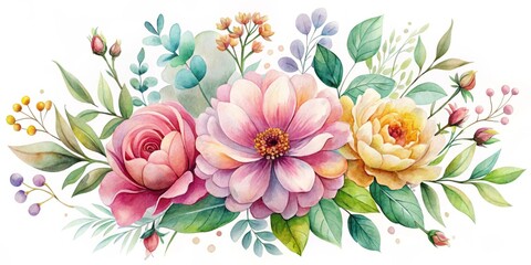 whimsical flower illustration with subtle blending and soft brushstrokes on white background