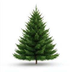 Fototapeta premium A tall green pine tree stands alone on a white background