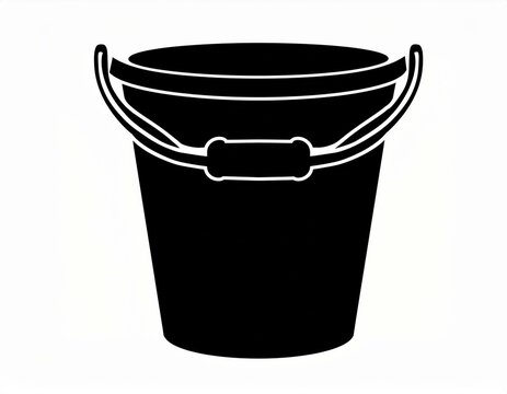 schwarze Silhouette Kontrast Eimer Icon, isoliert auf wei&szlig;en Hintergrund, Freisteller 