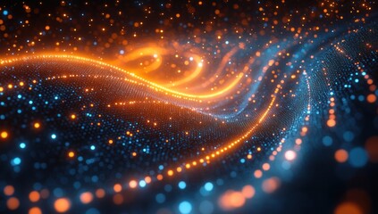 Obraz premium Abstract Digital Art: Orange and Blue Lights