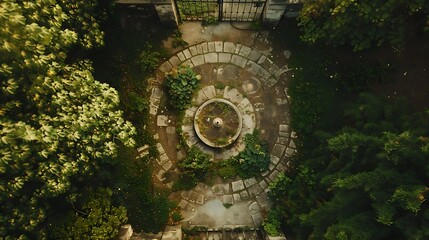 Naklejka premium Gate next to the old house top view.