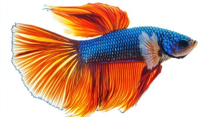 Fototapeta premium Siamese fighting fish - Betta splendens - commonly known as the betta is one of the most popular freshwater aquarium fish in the world native to Southeast Asia. isolated cutout on white background