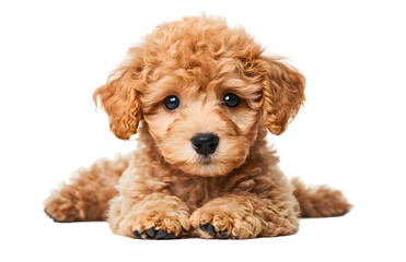 Cute little poodle sitting isolated on transparent background