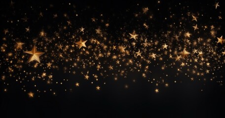 A mesmerizing display of golden stars scattered against a dark background, creating a magical and festive atmosphere.