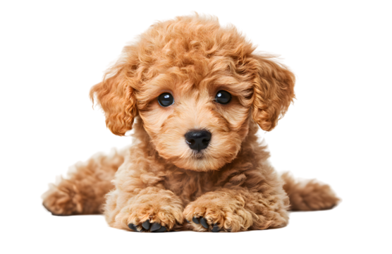 Cute little poodle sitting isolated on transparent background