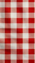 Red and white checkered fabric with a classic gingham pattern, evoking tradition and nostalgia.
